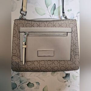 Calvin Klein Taupe and Cream Crossbody Bag